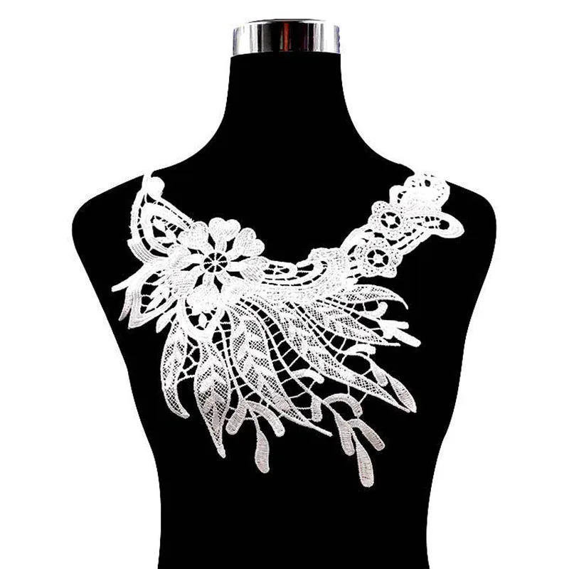 

High Quality Collars Applique White Lace Embroidered Applique Neckband Collar band Neckline Elegant Fake collar Sewing Supplies