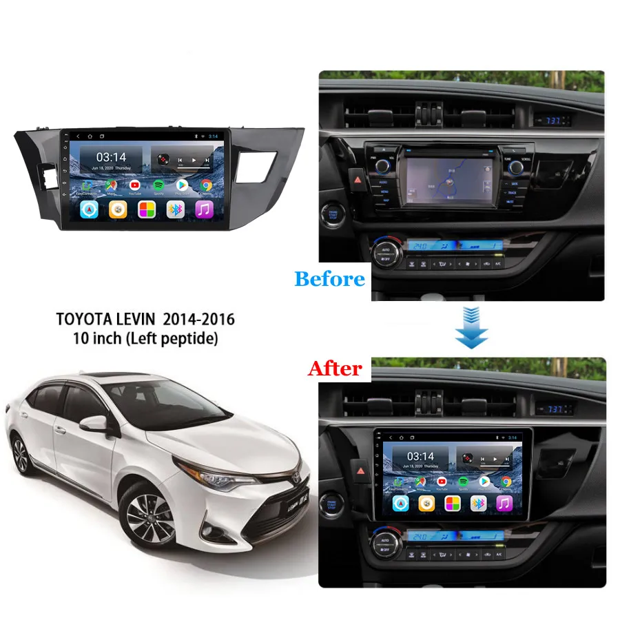 10 'ɺndroid RDS Carplay 4G SIM TOYOTA LEVIN 2014/2015/2016 Автомагнитола Мультимедиа GPS навигация