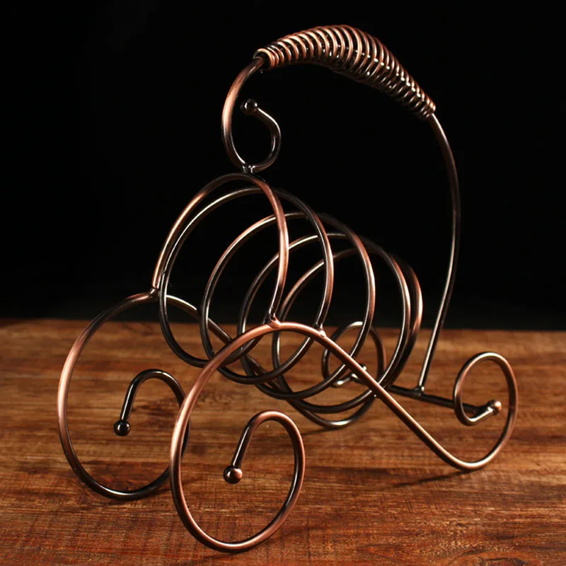 

European Retro Wine Rack Wrought Iron Red Wine Display Shelf Bar Metal Holder Crafts Kitchen Decoration Accessories Barware