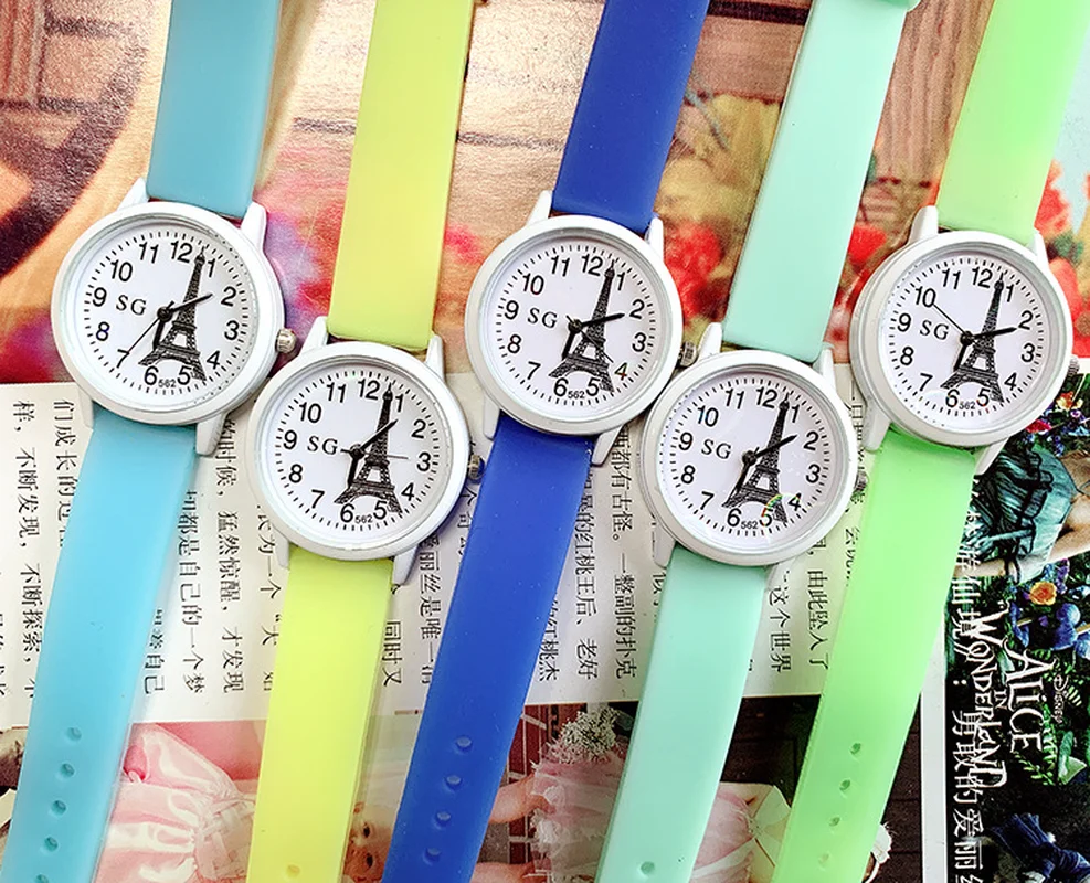 2021 г. детские часы с изображением башни светящиеся милые кварцевые для девочек