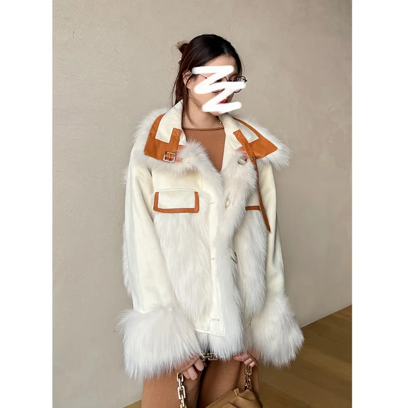 LUXUV Fahion New Sweet Vintage Coat Japanese Style Double Pockets Woman Jacket 2022 Warm Fur Collar Zip Femme Tops Design Lady