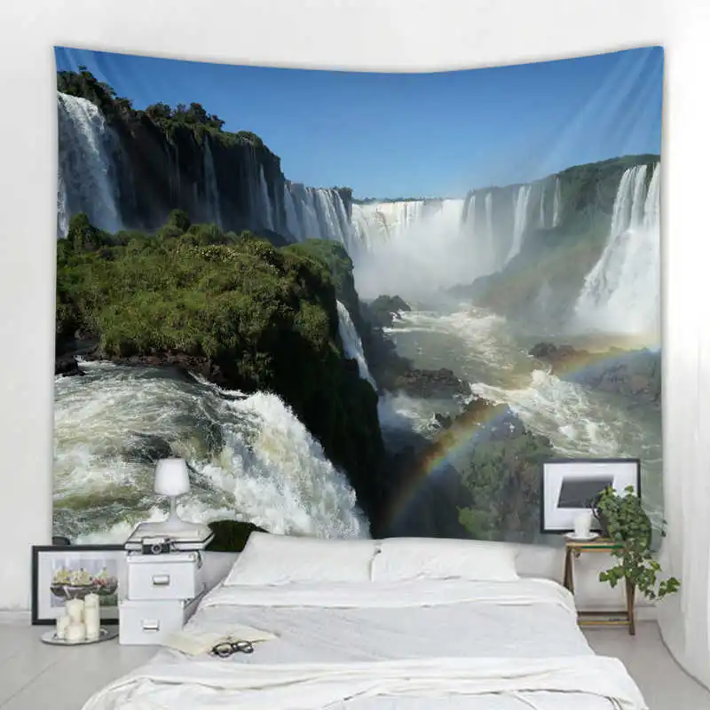 

Waterfall rainbow Tapestry Bohemian Wall Hanging Dream Hanging Cloth Mandala Printed Tapestry Living Room Bedroom Home Decor
