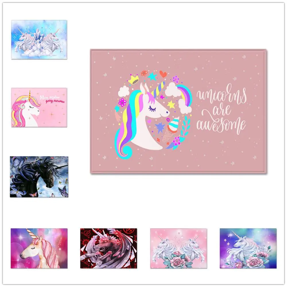 3D мультфильм Розовый Единорог узор ковры детская спальня игровая площадка декор