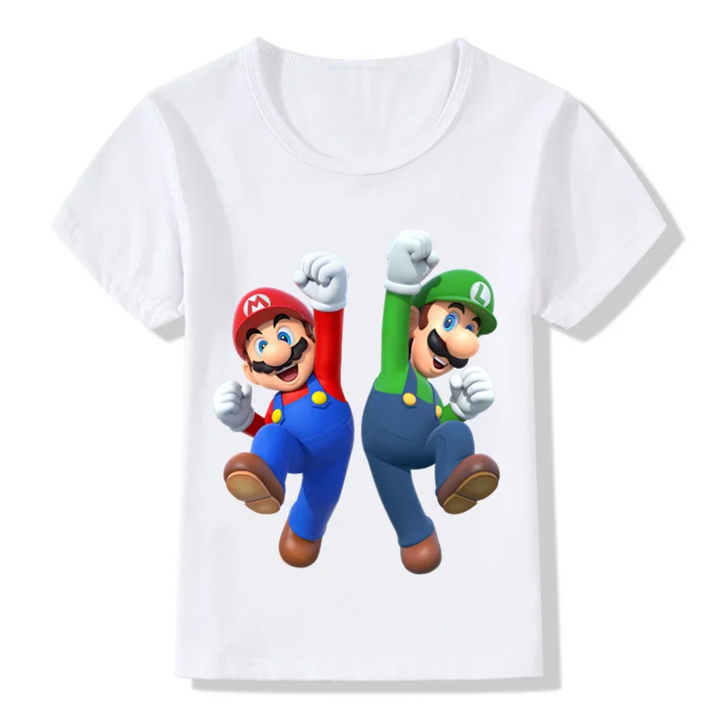 

2021 Summer children's cute cartoon 4T-14T Super Mario and Luigi kids fun printed T-shirt casual tops T-shirts for teenagers