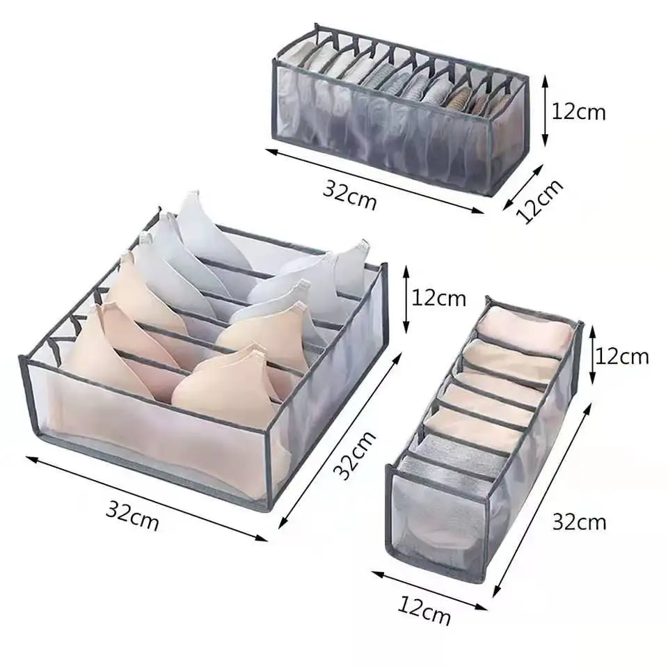 

Dormitory Closet Organizer For Socks Home Separated Underwear Storage Box 7 Grids Bra Organizer Foldable Drawer Organizer