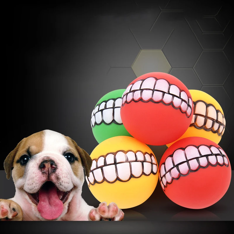 

Funny Pets Dog Toys Puppy Cat Ball Teeth Interactive Toy PVC Chew Sound Dogs Play Fetching Squeak Toys 6 Colors Pet Supplies