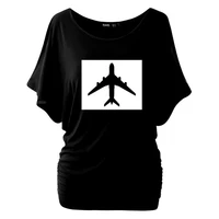 printed airplane graphic bat sleeve women tshirt ulzzang tumblr rock t shirt women cotton cool camisetas mujer tops