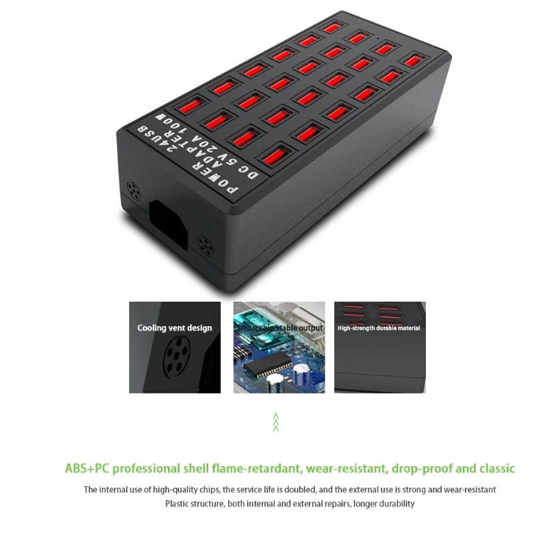 

DC5V 20A 24 Port USB Fast Charging Station Desktop Rapid Charger Multi Ports Charging Hub Organizer for Travel