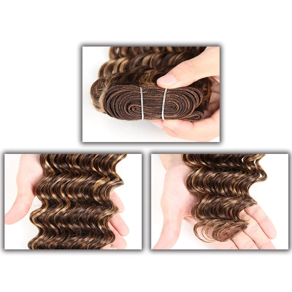 Rebecca глубокая волна бразильские волосы переплетения пряди Remy 5 цветов