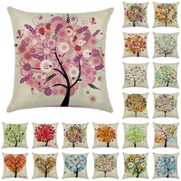 love tree cushion cover for sofa home car decor house oil painting pillow case 4545cm linen pillowcase