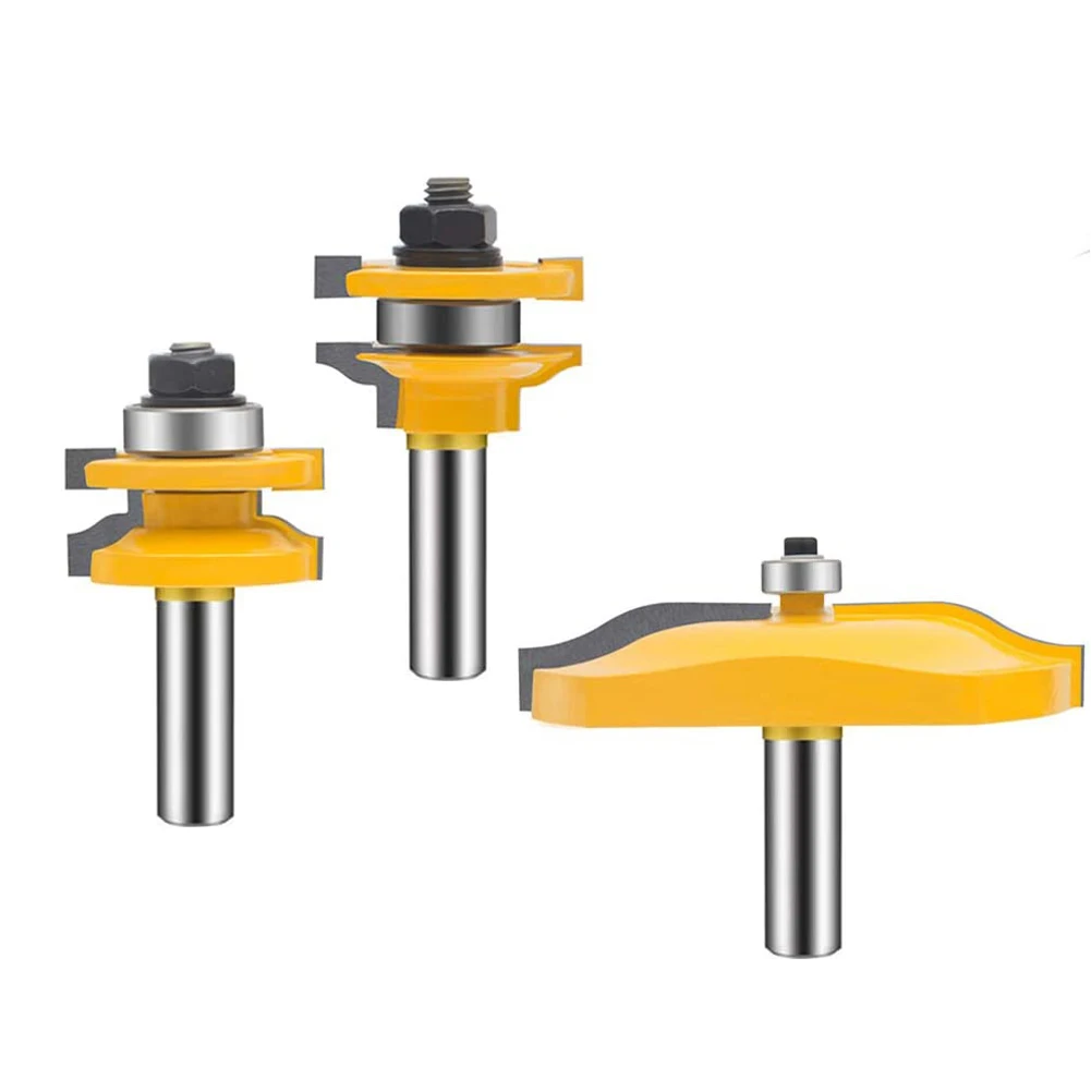 

3PCS Small Lock Miter Router Bit Anti-kickback 45 Degree 1/2 Inch Stock 1/4 Inch Shank Tenon Cutter for WoodworkingTools