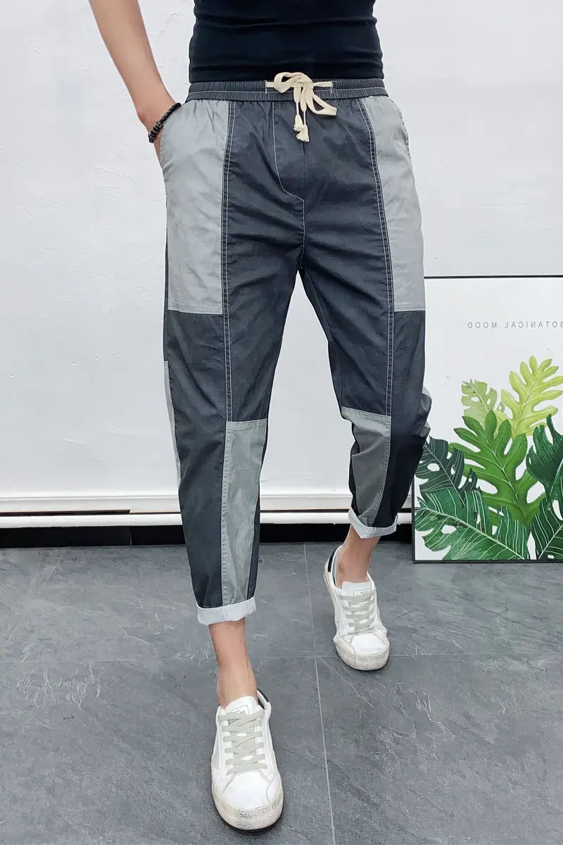 

2020 Spring And Summer New Youth Popular Slim Large Size Color Matching Nine Points Small Feet Pants Fashion Casual Beam Pants