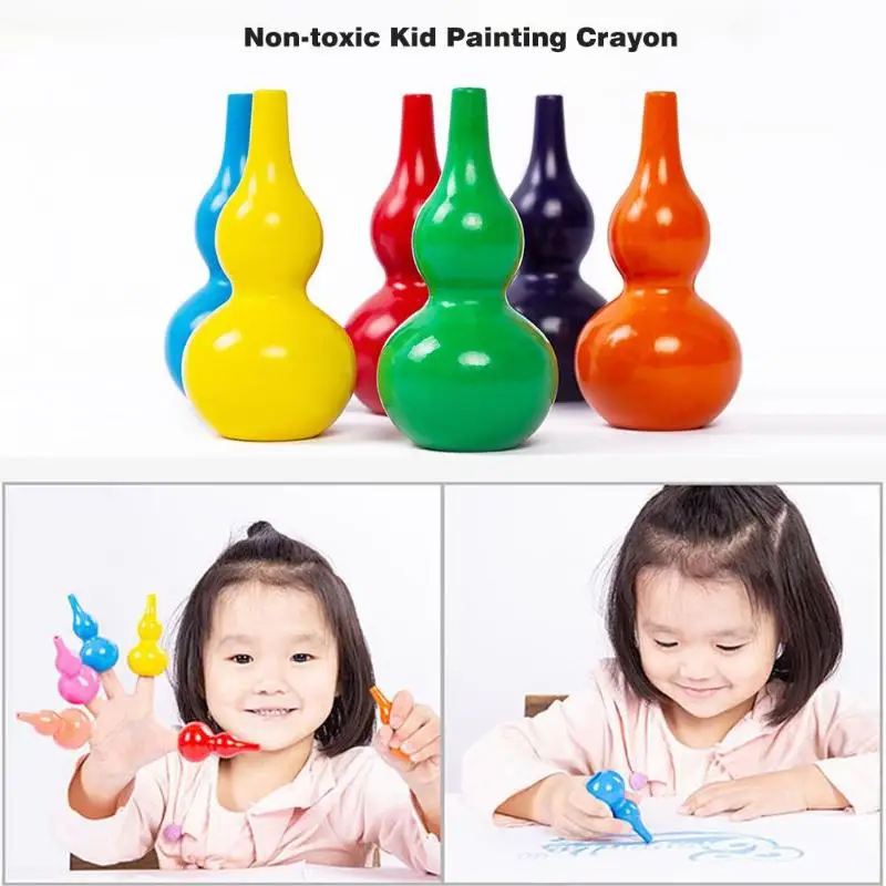 

12pcs Non-toxic Kid Painting Crayon Children Safety Color Crayon Baby 3D Finger Art Supplies Kindergarten School Stationery new