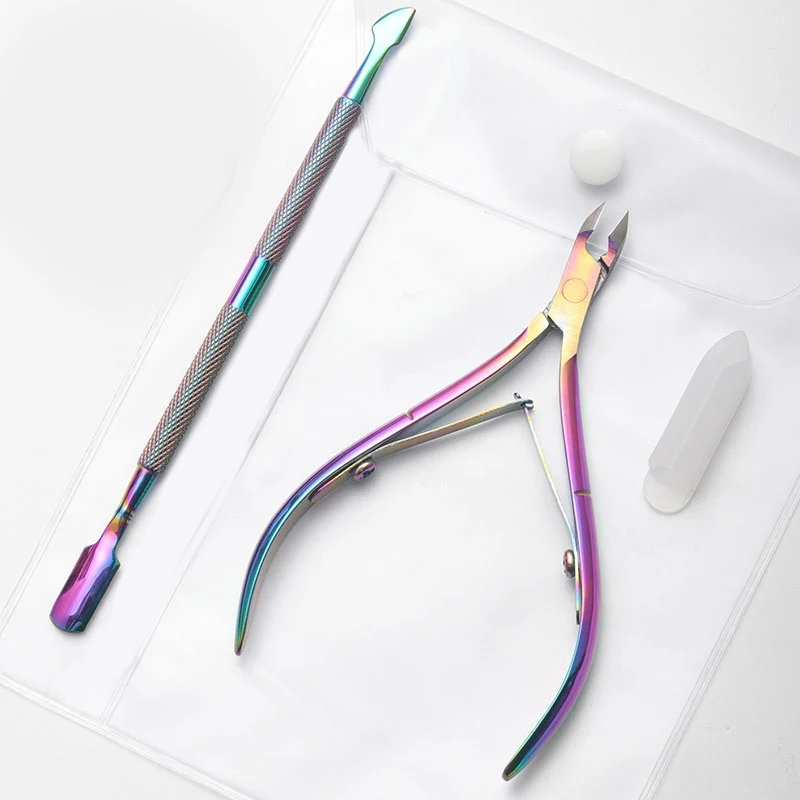 

4-1Pcs Nail Art Manicure Tools Cuticle Pusher Tweezer Clipper Dead Skin Remove Nails Cuticle Nipper Scissors Pedicure Tools