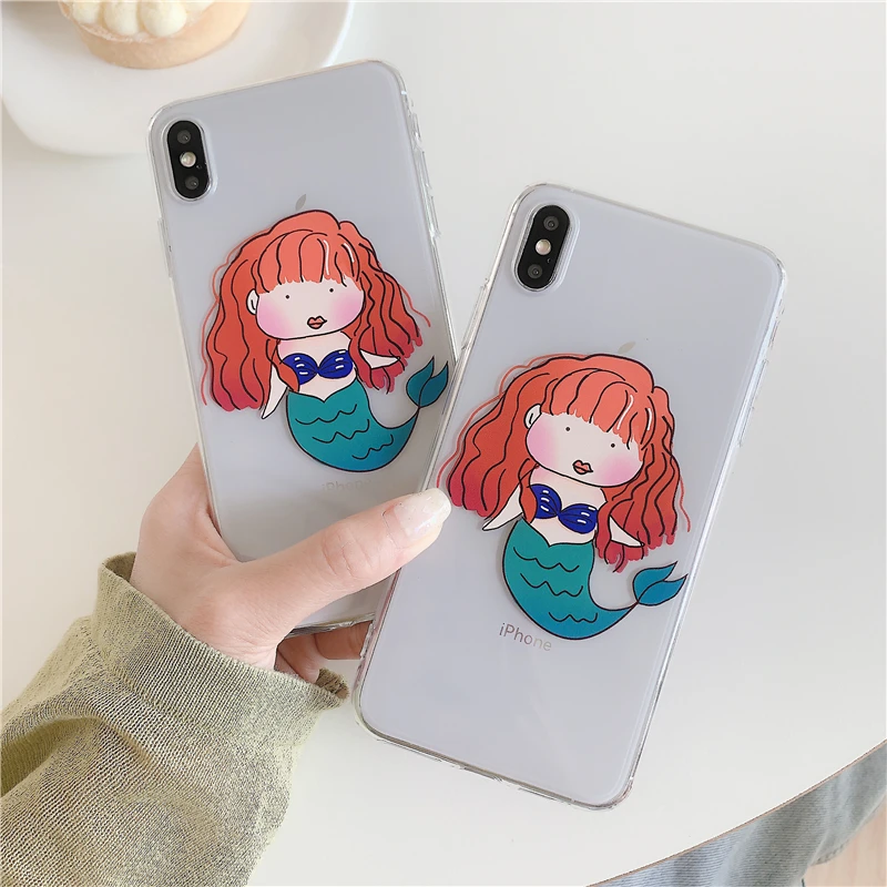 Korea Cartoon Floral Phone Case for Iphone X Xs Max Clear Painted Soft Tpu Silicon 6s 7 8plus Back Cover |