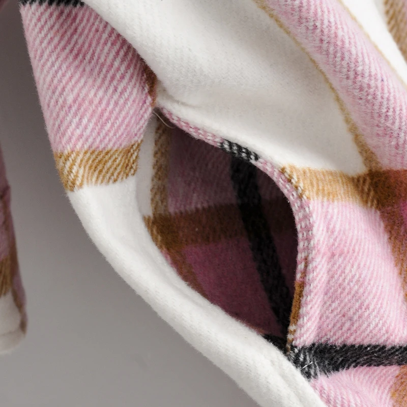 

Women Plaid Casual Cotton Long Jackets Pockets Oversized Coats Warm England Style Jackets Chic Tops