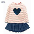 Детское хлопковое платье с длинными рукавами и блестками