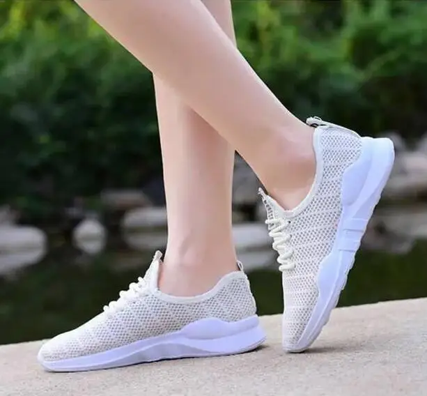 Женские кроссовки без шнуровки LFFZ белые сетчатые лоферы на плоской