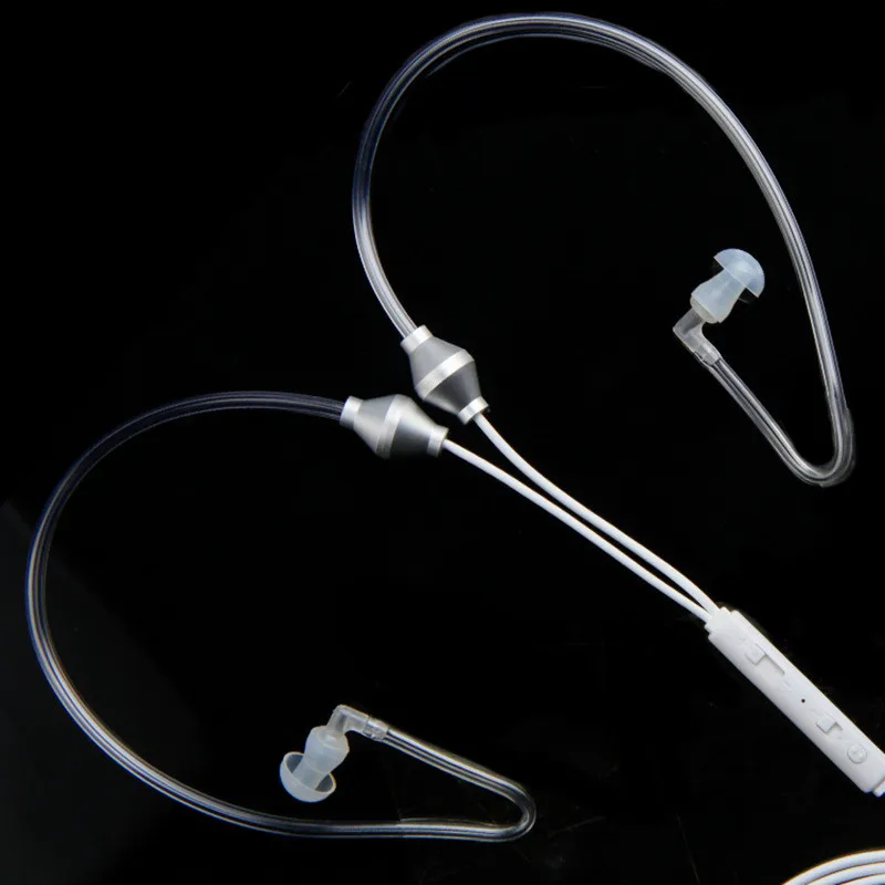 3.5mm Binaural Air Tube  Earphone Anti Radiation Noise Cancelling With Microphone  Transparent Vacuum Headset wired earbuds