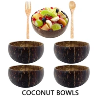 natural coconut shell bowl spoon set creative coconut bowls fruit salad bowl noodle wooden bowl tableware restaurant kitchen