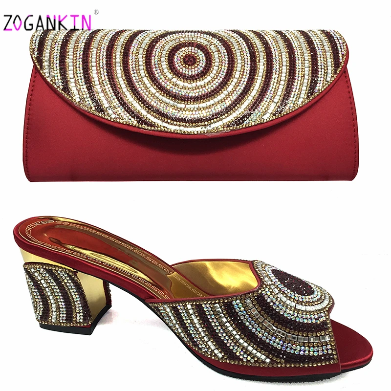 Новинка Женская обувь в нигерийском стиле популярная Сумочка комплекте