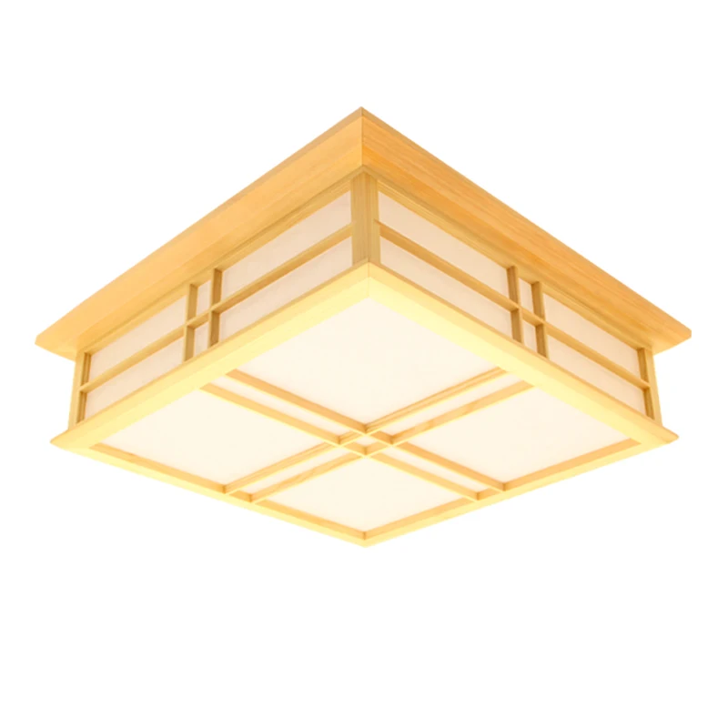 

55x55cm Japanese LED Lighting Flush Mount Ceiling Fixtures Light Solid Wood Room Tatami LED Lamp Ceiling Lamp Natural