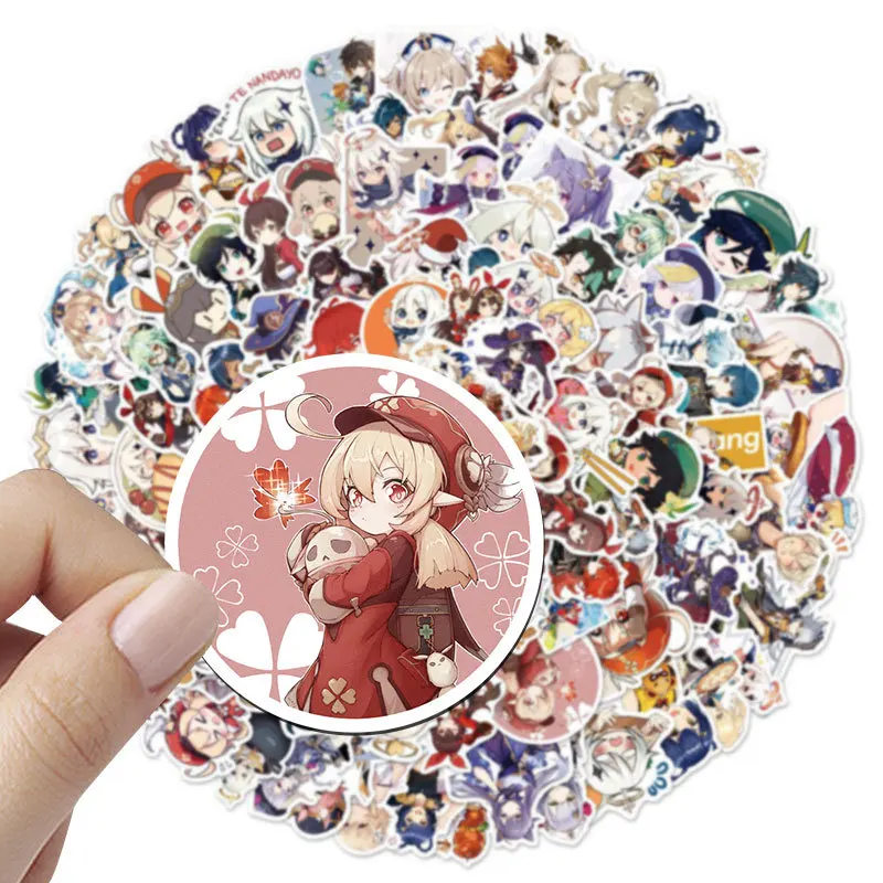 

100PCS Set Game Genshin Impact Stickers For Laptop Skateboard Guitar Waterproof Graffiti Decal Anime Sticker Kids Toys