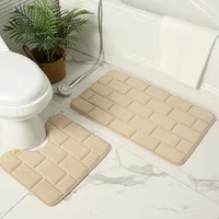 Rectangle U Shape Bathroom Mat Set Bath Carpets Bathtub Side Washroom Toilet Rugs Memory Foam Anti-skid Doormat For Shower Room