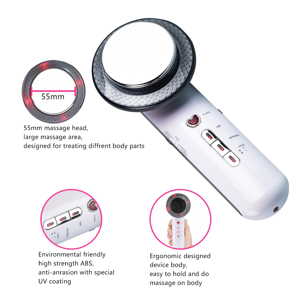 

Ultrasonic Skin Scrubber +Diamond Dermabrasion Skin Peeling Cleaner + RF EMS LED Beauty Device + Infrared Body Slimming Massager