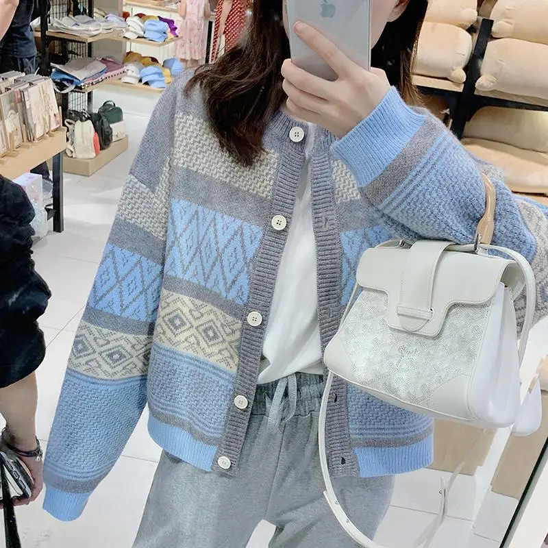 

Spring and Autumn New Women's Jacket Long Sleeve Knit Cardigan Spring and Autumn Ladies Sweater cropped sweater