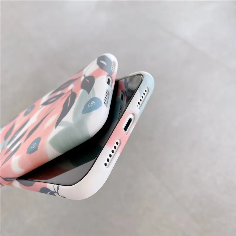 

100Pcs Vintage Leaves Phone Case For iPhone 12 Mini 11 Pro Max XR XS Max 7 8 Plus SE2 Soft Liquid Silicone Full Body Back Cover