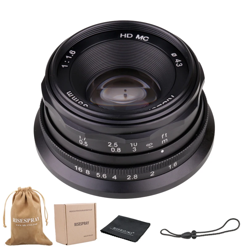 

35 мм Мини F1.6 APS-C широкоугольный объектив с апертурой адаптер NEX FX Micro4/3 M4/3 EOSM Mirroless Камера