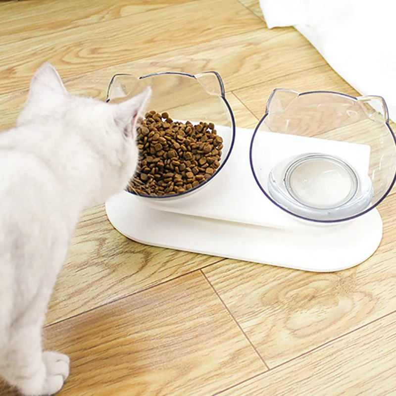 Non slip Pet кошачья миска двойного назначения прозрачные чаши защиты шейного
