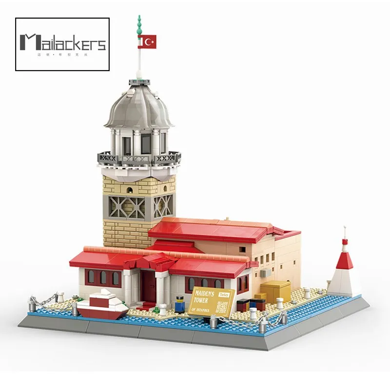 

Mailackers City Street View Turkey Architecture Building Blocks Istanbul Maiden Tower Building Model Bricks Toys for Children