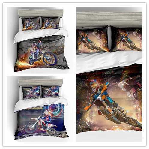 Комплекты постельного белья с 3D принтом спортивный крутой мотоциклетный принт