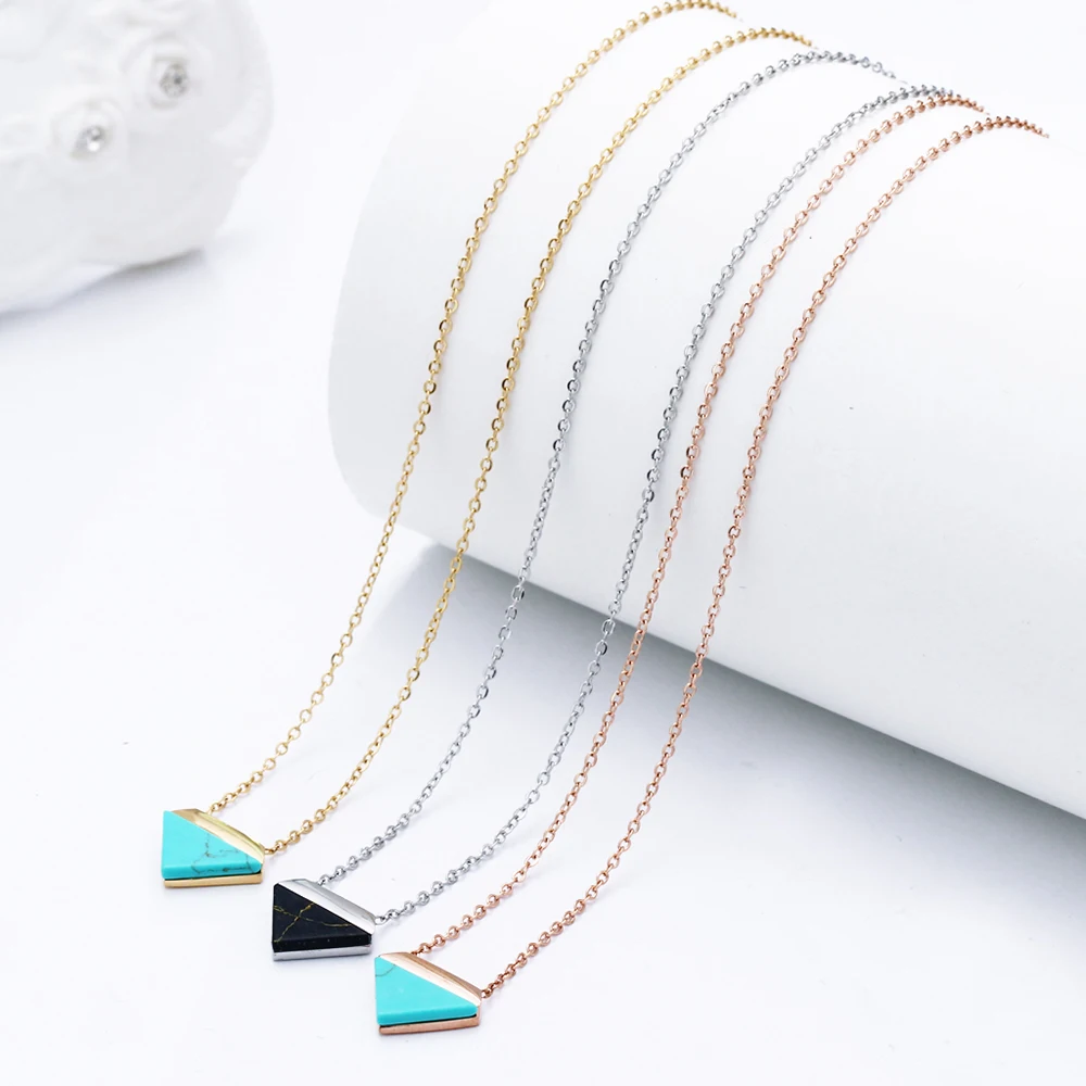 3 шт./лот треугольная Подвеска из нержавеющей стали синий/черный камень