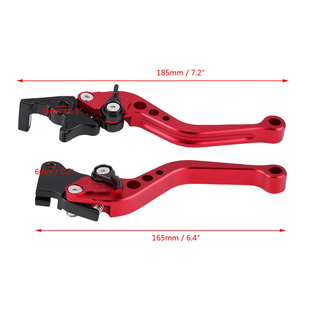

Pair of CNC Aluminum Motorcycle Clutch Drum Brake Lever Handle Red Universal fit motorcycle with handlebar 22mm in diameter