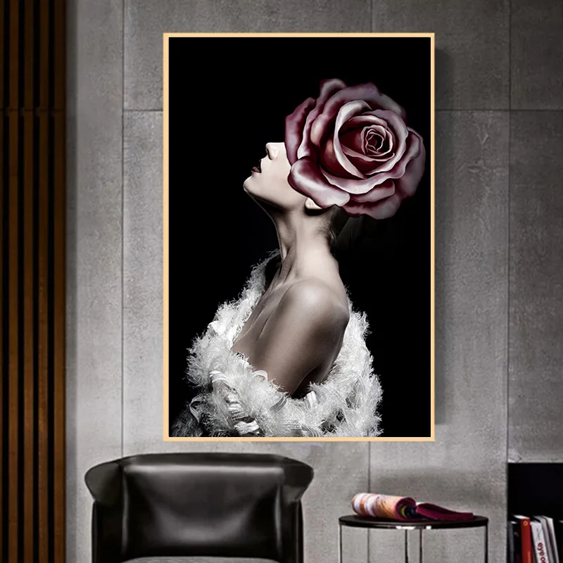 Абстрактный настенный постер с сексуальными цветами для девочек обнаженные