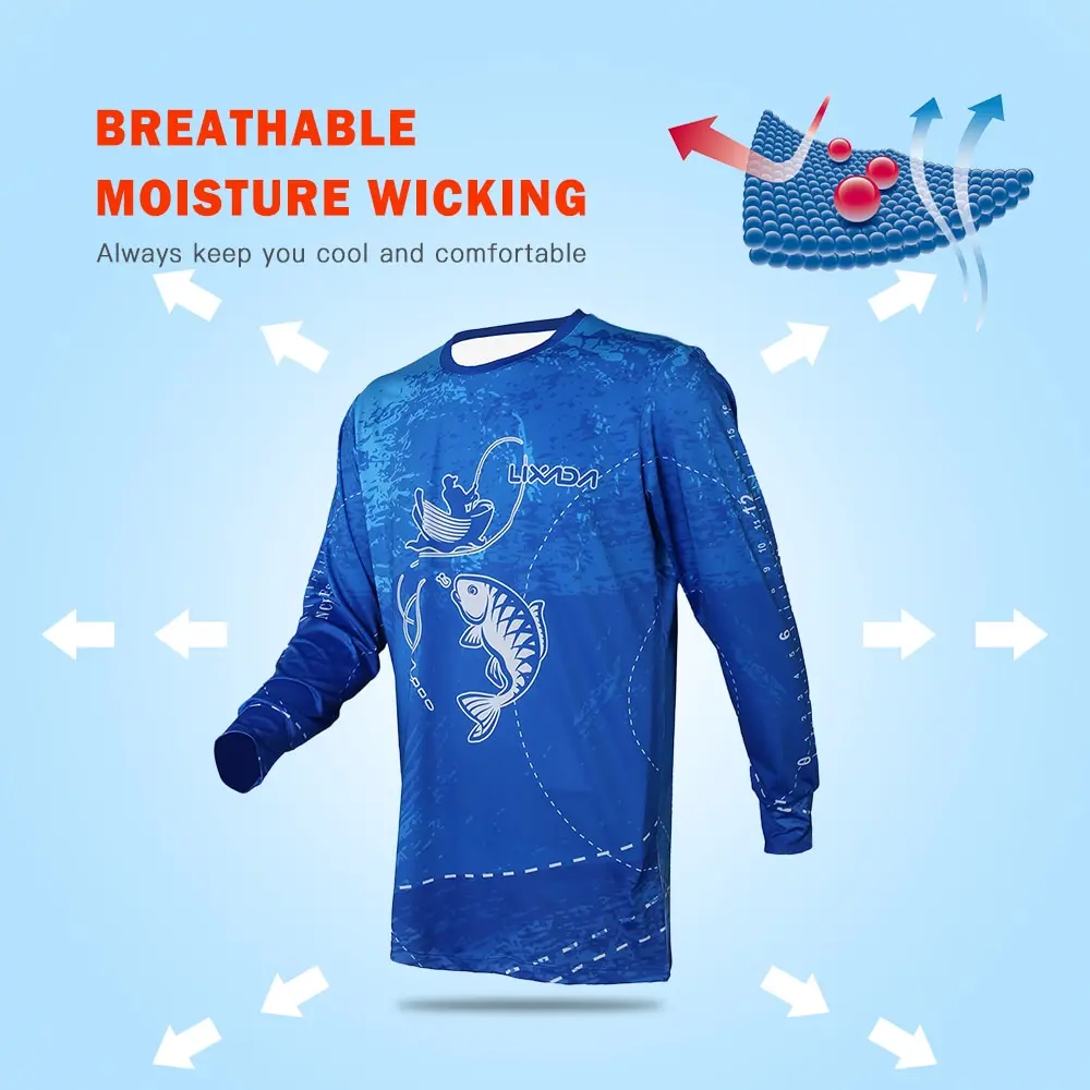 

Lixada Sunscreen Long Sleeve Fishing Shirt Quick Drying Breathable Fishing Clothing Fishing Clothes Cool Fit for Men
