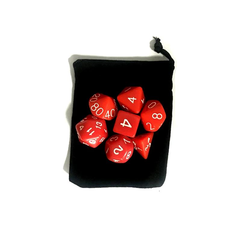 7 шт./лот набор костей с бархатной сумкой для игральных D4 D6 D8 D10 % D12 D20 красочные