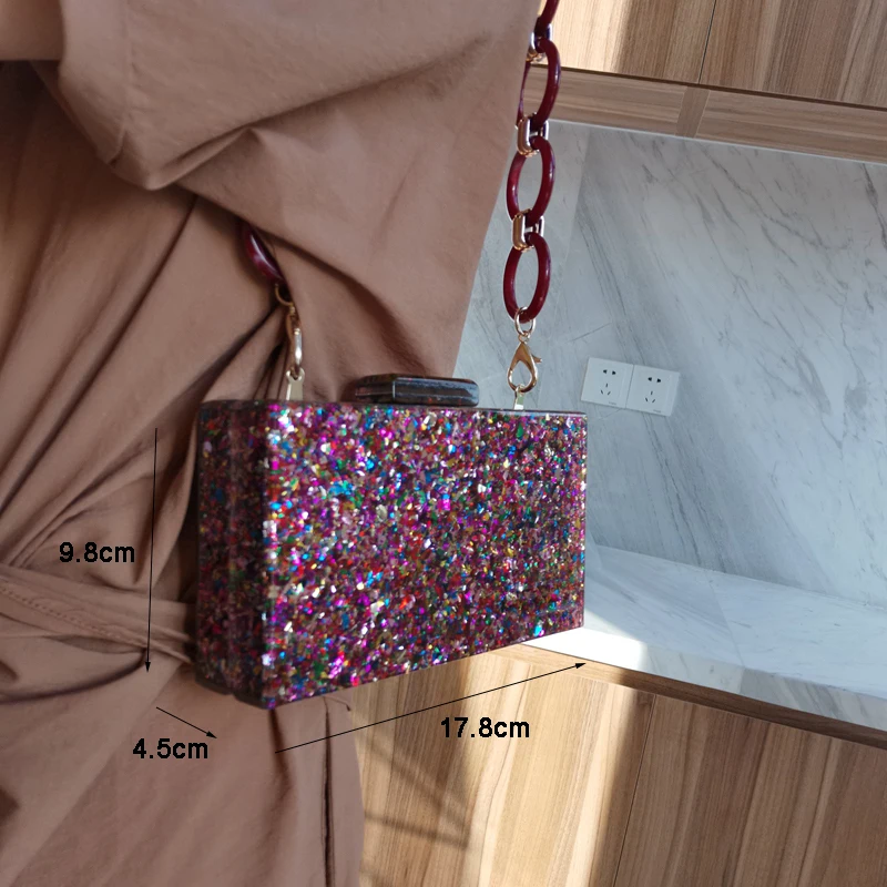 Новые женские акрил сумки Мода красочные ручные вечерние для выпускного вечера
