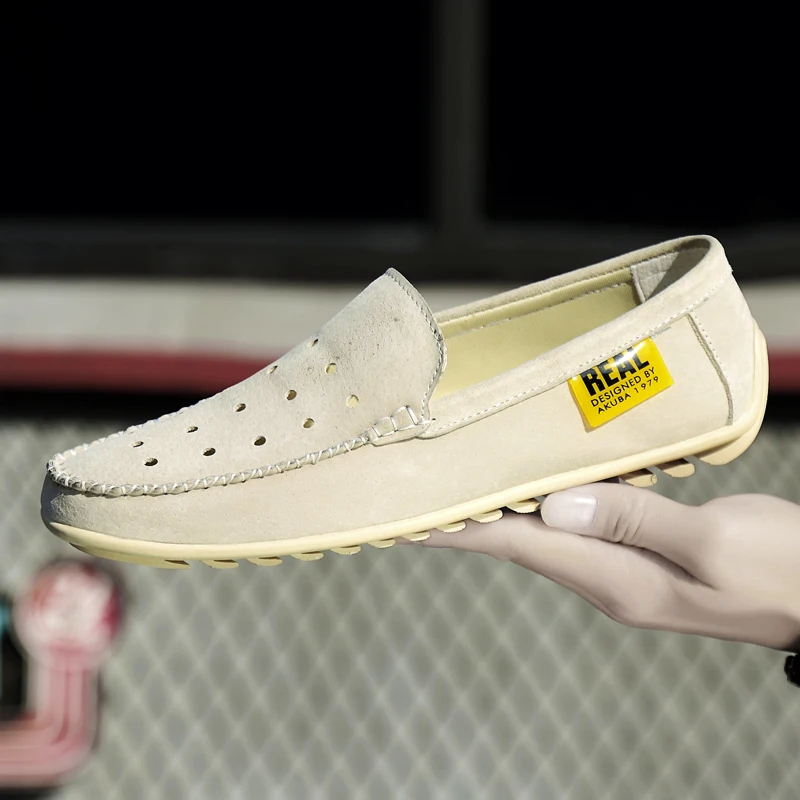 Мужские лоферы Повседневная кожаная обувь Дышащая легкая для вождения Обувь