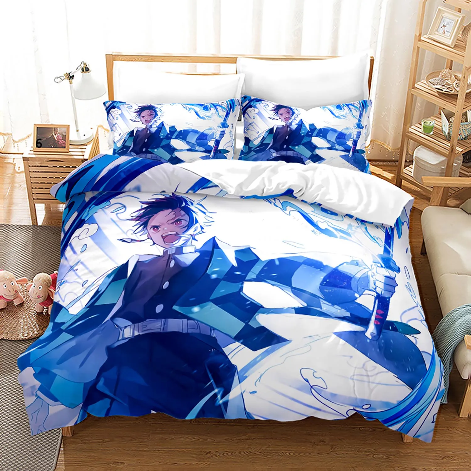 

Demon Slayer Bedding Set Single Twin Full Queen King Size Demon Slayer Bed Set Kid Kid Bedroom Duvetcover Sets 3D Print 003