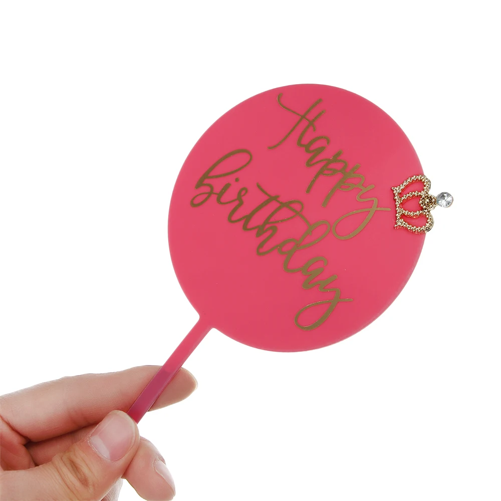 Новое золочение акриловые круглые Корона Топпер для торта С Днем Рождения King Queen