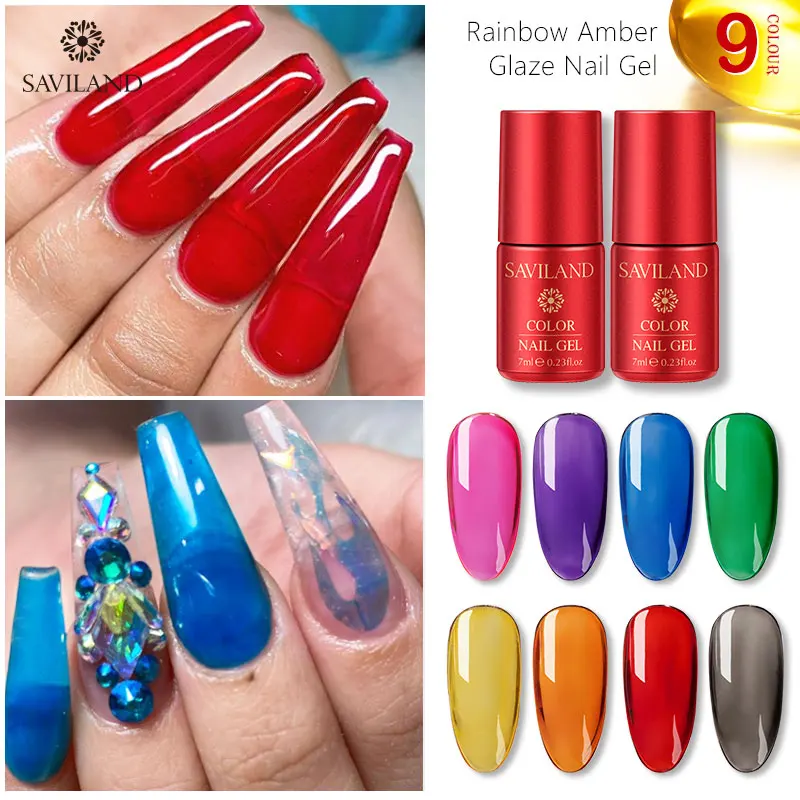 SAVILAND Радужный Янтарный Блестящий Гель лак для ногтей впитывающий цвет УФ