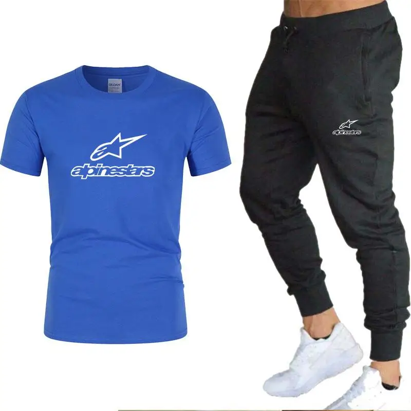 

2021 new style cotton fashion printed T-shirt and trousers two-piece sports suit jogger's preferred product pullover T-shirt set