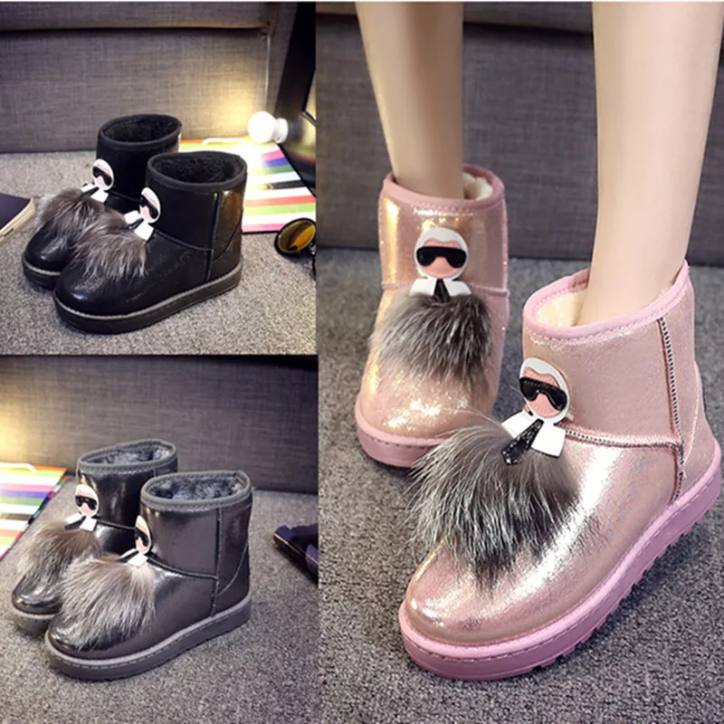 

Новинка 2021, зимние сапоги для снежной погоды, классические женские сапоги из хлопка и искусственной кожи для снежной погоды, теплые однотон...