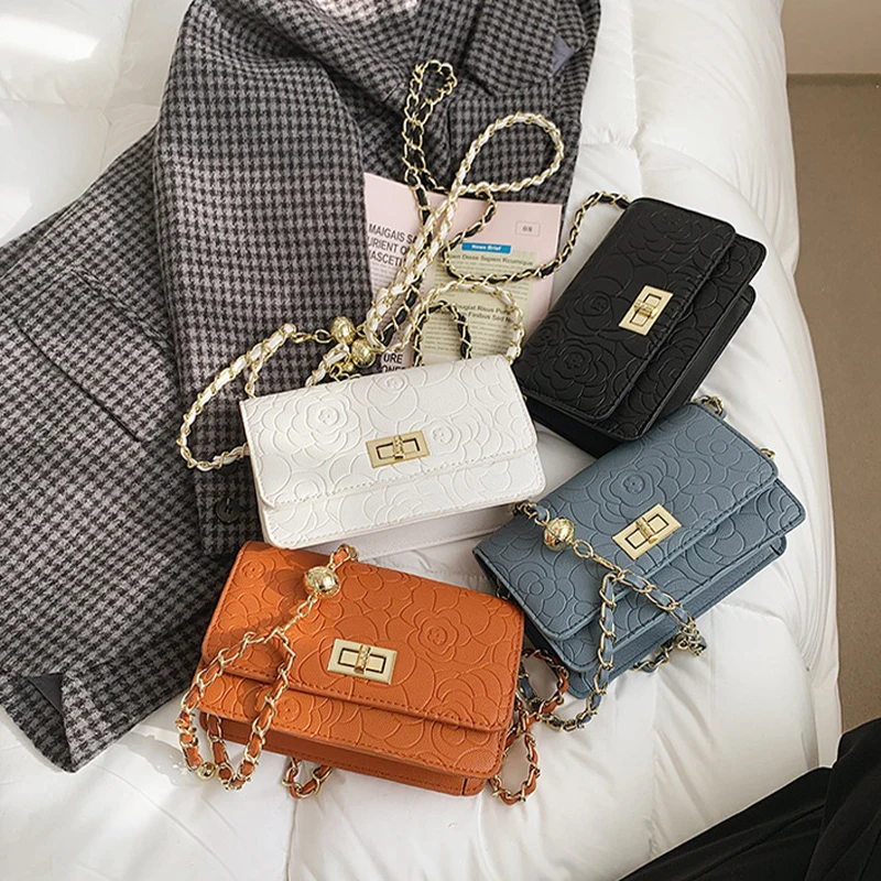 

Flower Embossed Crossbody Bags For Women 2021 Designer Handbags With Chain Luxury Vintage Flap Purse Bolsos Mujer Sac A Main