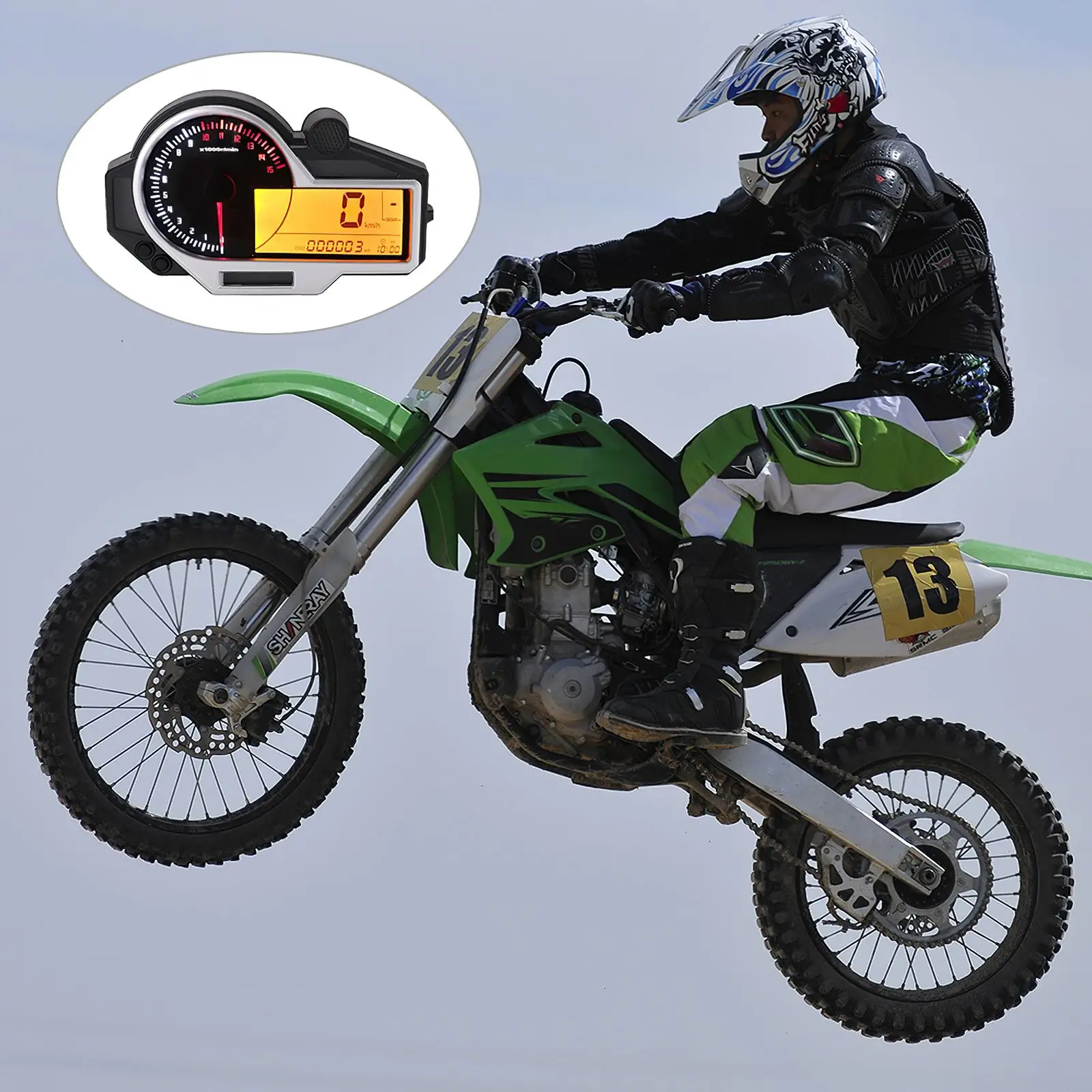 

Universal Motorcycle Speedometer Multifunctional Waterproof 14000R Motorcycle Tachometer Motorcycle LCD Monitor for Motorcycle