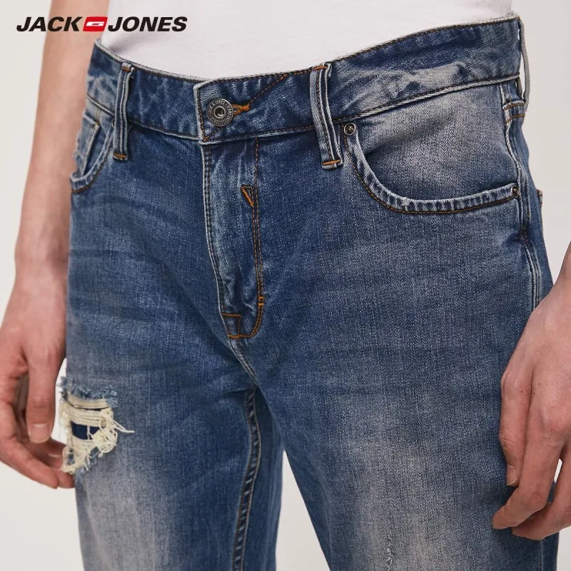 JackJones мужские модные трендовые тонкие Стрейчевые рваные джинсы мужская одежда